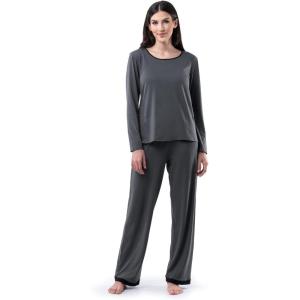 Fruit of The Loom Long Sleeve Tee and Pant 2 Piece Sleep Set Ensemble de Pijama Femme(Gris)