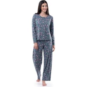 Fruit of The Loom Long Sleeve Tee and Pant 2 Piece Sleep Set Ensemble de Pijama Femme(Imprimé Floral)