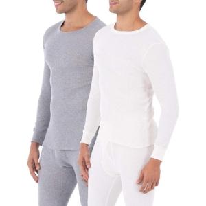 Fruit of The Loom Long Sleeve Tee and Pant 2 Piece Sleep Set Ensemble de Pijama Femme(Light Grey Heather/ Natural (2 Pack))