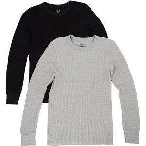 Fruit of The Loom Long Sleeve Tee and Pant 2 Piece Sleep Set Ensemble de Pijama Femme(Light Grey Heather/Black Soot)