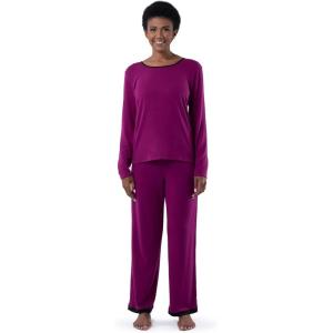 Fruit of The Loom Long Sleeve Tee and Pant 2 Piece Sleep Set Ensemble de Pijama Femme(Mûre de Boysen)