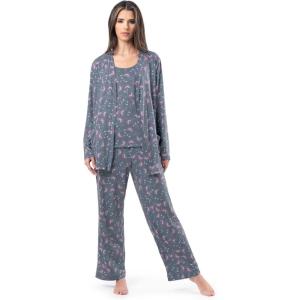 Fruit of The Loom Women&rsquo;s Breathable Tank Top, Pant, and Cardigan Sleep Set, Floral Print, 3X