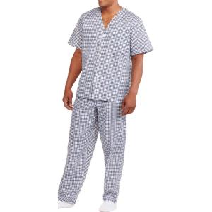 Fruit of the Loom Ensemble Pyjama À Manches Longues en Tissu Large Ensemble de Pijama Homme(Motif À Carreaux Bleu Marine)