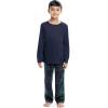 Fruit of the Loom Jersey Knit Top and Fleece Pant Holiday Sleep Pajama Set Ensemble de Pijama Mixte(Bleu Marine/Vert À Carreaux)