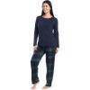 Fruit of the Loom Jersey Knit Top and Fleece Pant Holiday Sleep Pajama Set Ensemble de Pijama Mixte(Bleu Marine/Vert À Carreaux)