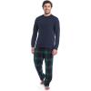 Fruit of the Loom Jersey Knit Top and Fleece Pant Holiday Sleep Pajama Set Ensemble de Pijama Mixte(Bleu Marine/Vert À Carreaux)