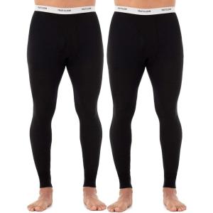 Fruit of the Loom Recycled Premium Waffle Thermal Underwear Long Johns Bottom – Bas de Pijama – sous-vêtements Thermiques Premium gaufrés recyclés (Lot de 1, 2, 3 et 4) – Homme(Noir/Noir (Lot de 2))