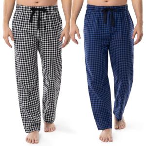 Fruit of the Loom Pantalon de Pyjama en Flanelle Tissée Teint en Fil – Bas de Pyjama – Pantalon de Pyjama en Flanelle tissée Teint en Fil – Homme(Motif Tissu Écossais Bleu/Blanc)