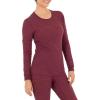 Fruit of The Loom Women&rsquo;s Micro Waffle Premium Thermal Crew Top, Merlot Heather, Large