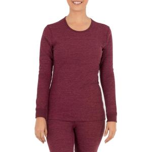 Fruit of The Loom Women&rsquo;s Micro Waffle Premium Thermal Crew Top, Merlot Heather, Large