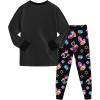 Générique Ensemble 2 pièces Pyjama Noël pour Garçons et Filles T-Shirt et Pantalon vêtements de Nuit avec pour Enfants Pyjamas pour Filles Ensemble Noël Carnaval Fête(A05-black)
