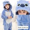 Pyjamas Enfants Cosplay Cartoon Animaux à Capuche Combinaison Vacances Pyjamas Garçons Filles Grenouillères Vêtements de Nuit Enfants 3-12 Ans(Bleu)
