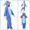 Pyjamas Enfants Cosplay Cartoon Animaux à Capuche Combinaison Vacances Pyjamas Garçons Filles Grenouillères Vêtements de Nuit Enfants 3-12 Ans(Zip Bleu)