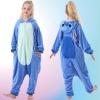 Pyjamas Enfants Cosplay Cartoon Animaux à Capuche Combinaison Vacances Pyjamas Garçons Filles Grenouillères Vêtements de Nuit Enfants 3-12 Ans(Zip Bleu)
