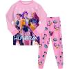 Générique Ensemble 2 pièces Pyjama Noël pour Garçons et Filles T-Shirt et Pantalon vêtements de Nuit avec pour Enfants Pyjamas pour Filles Ensemble Noël Carnaval Fête(A08-pink)
