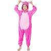 Pyjamas Enfants Cosplay Cartoon Animaux à Capuche Combinaison Vacances Pyjamas Garçons Filles Grenouillères Vêtements de Nuit Enfants 3-12 Ans(Rose)