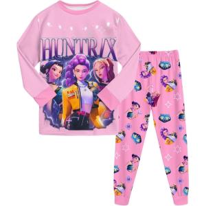 Générique Ensemble 2 pièces Pyjama Noël pour Garçons et Filles T-Shirt et Pantalon vêtements de Nuit avec pour Enfants Pyjamas pour Filles Ensemble Noël Carnaval Fête(A07-pink)