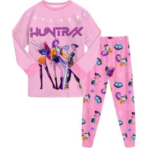 Générique Ensemble 2 pièces Pyjama Noël pour Garçons et Filles T-Shirt et Pantalon vêtements de Nuit avec pour Enfants Pyjamas pour Filles Ensemble Noël Carnaval Fête(A05-pink)