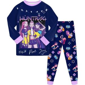 Générique Ensemble 2 pièces Pyjama Noël pour Garçons et Filles T-Shirt et Pantalon vêtements de Nuit avec pour Enfants Pyjamas pour Filles Ensemble Noël Carnaval Fête(A03-dark Blue)