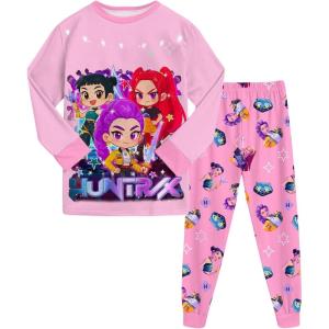 Générique Ensemble 2 pièces Pyjama Noël pour Garçons et Filles T-Shirt et Pantalon vêtements de Nuit avec pour Enfants Pyjamas pour Filles Ensemble Noël Carnaval Fête(A02-pink)