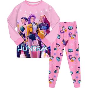 Générique Ensemble 2 pièces Pyjama Noël pour Garçons et Filles T-Shirt et Pantalon vêtements de Nuit avec pour Enfants Pyjamas pour Filles Ensemble Noël Carnaval Fête(A08-pink)