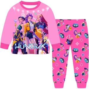 Générique Ensemble 2 pièces Pyjama Noël pour Garçons et Filles T-Shirt et Pantalon vêtements de Nuit avec pour Enfants Pyjamas pour Filles Ensemble Noël Carnaval Fête(A01-pink)