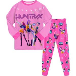 Générique Ensemble 2 pièces Pyjama Noël pour Garçons et Filles T-Shirt et Pantalon vêtements de Nuit avec pour Enfants Pyjamas pour Filles Ensemble Noël Carnaval Fête(A05-hot Pink)