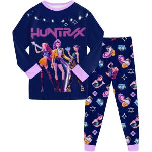 Générique Ensemble 2 pièces Pyjama Noël pour Garçons et Filles T-Shirt et Pantalon vêtements de Nuit avec pour Enfants Pyjamas pour Filles Ensemble Noël Carnaval Fête(A05-dark Blue)