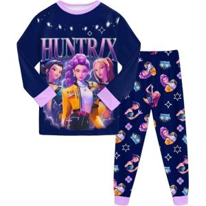Générique Ensemble 2 pièces Pyjama Noël pour Garçons et Filles T-Shirt et Pantalon vêtements de Nuit avec pour Enfants Pyjamas pour Filles Ensemble Noël Carnaval Fête(A07-dark Blue)
