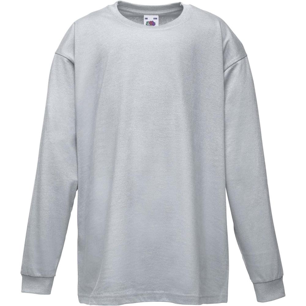 image:imageFruit of the Loom TShirt Manches Longues Enfant UnisexeGrigio Screziato