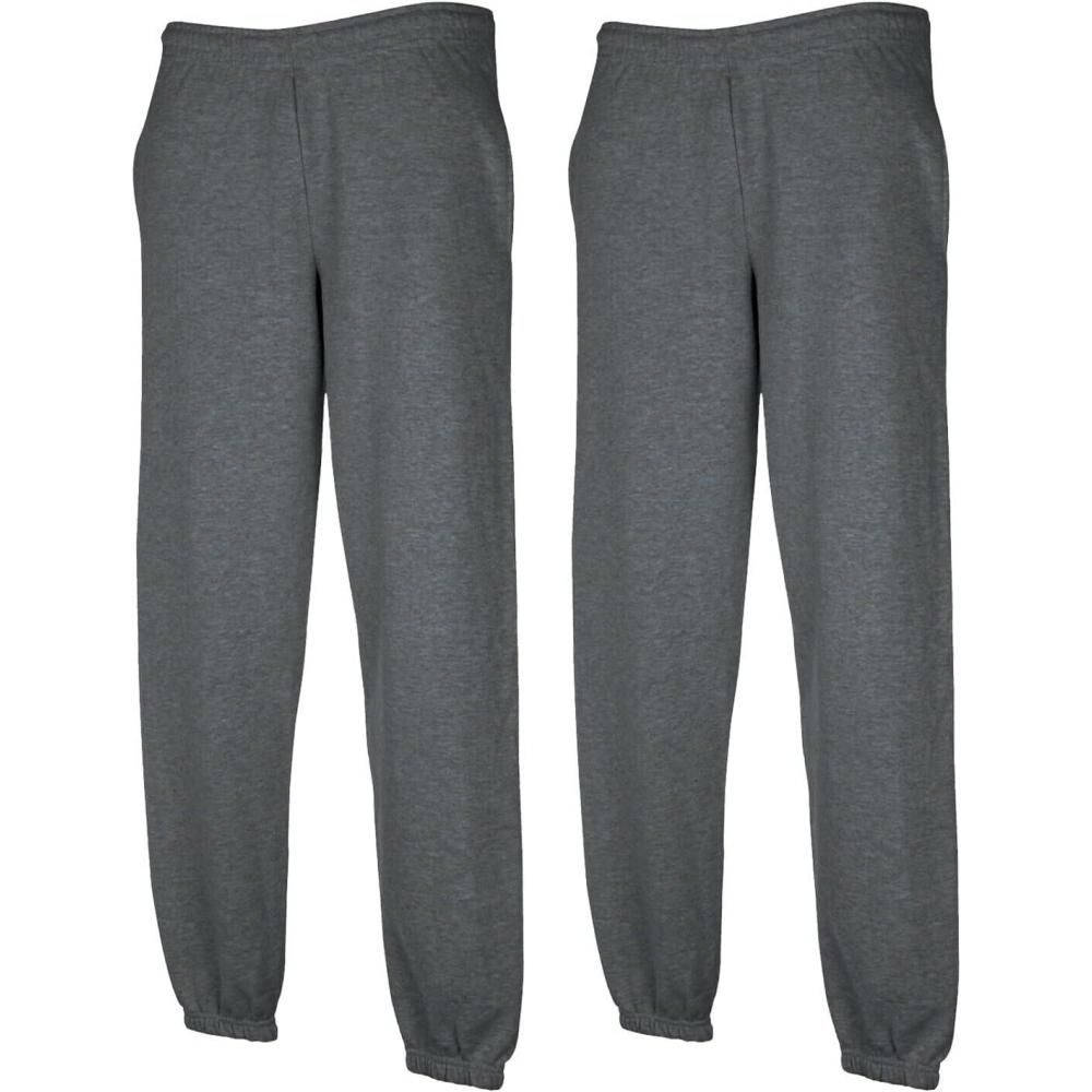 image:imageFRUIT OF THE LOOM Classic Open Hem Jog Pants Straight Leg Homme2 X Dark Heather Elastisch 1 Hl Kauf Notizblock