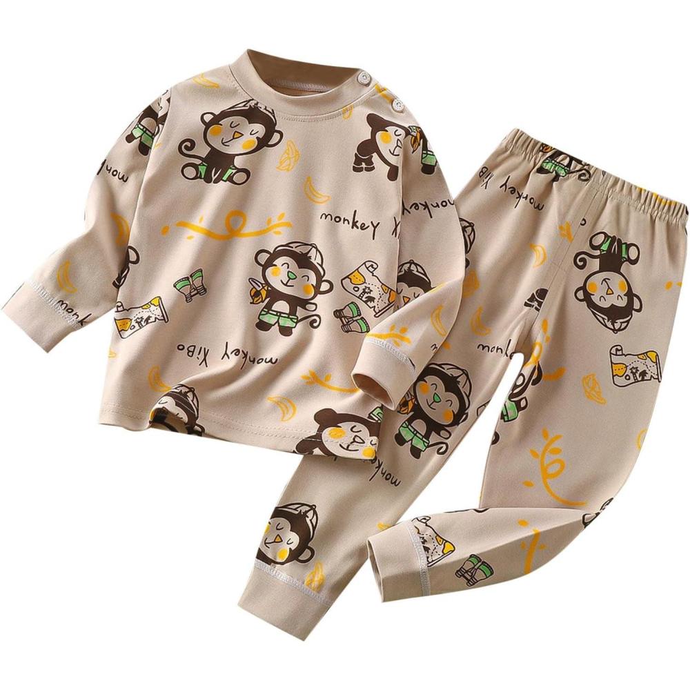 image:imageGenerisch Sousvtements pour enfants dessin anim animal mignon ensemble coton bb coton chaud garons filles manches longues pyjamas vtements dintrieurKaki