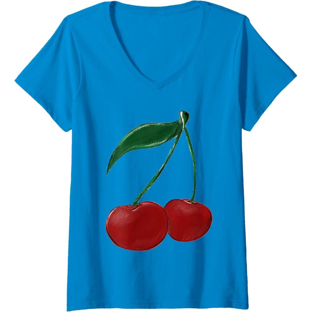 image:imageFemme Cerise TShirt avec Col en VSaphir