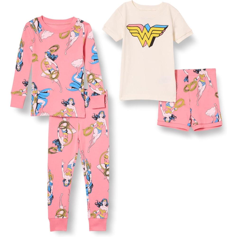 image:imageAmazon Essentials Unisexe bb Lot de Pyjamas en Coton Coupe AjusteWonder Woman Pose Enfants