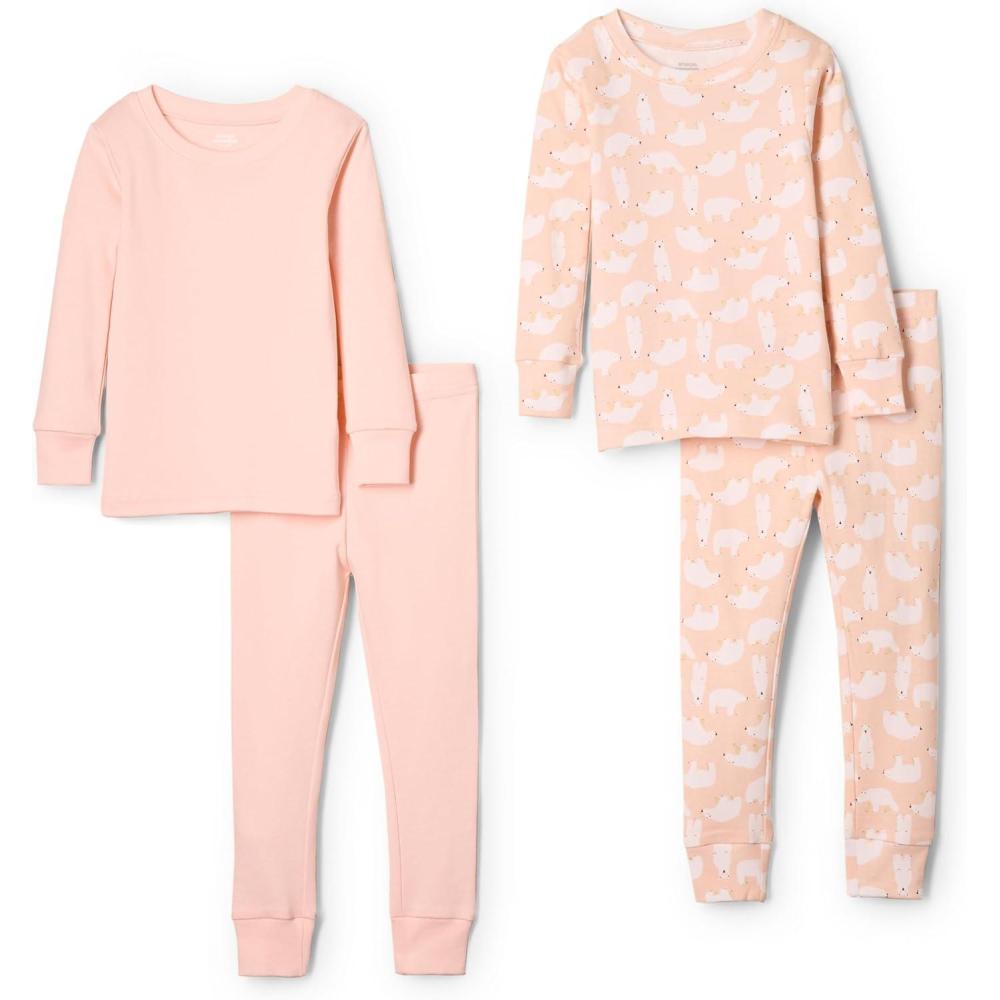 image:imageAmazon Essentials x Sofia Grainge Pyjama en Coton Coupe ajuste Mixte Bb et Enfante Lot de 2Ours PolaireRose