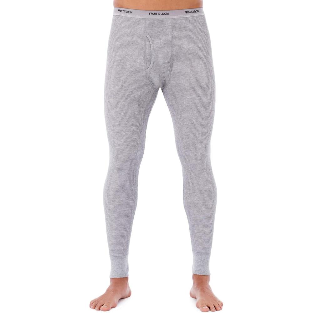 image:imageFruit of the Loom Mens Waffle Weave Thermal Underwear Pant Light Grey Heather Large